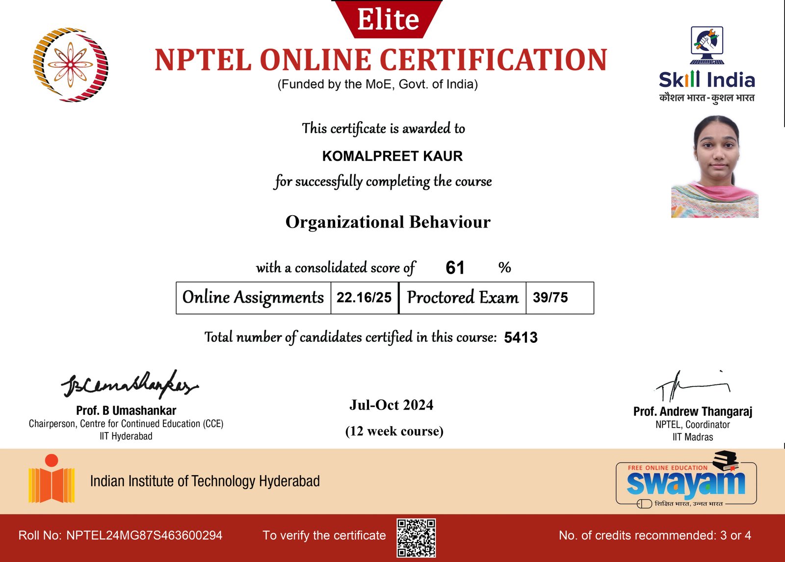 NPTEL Certificate